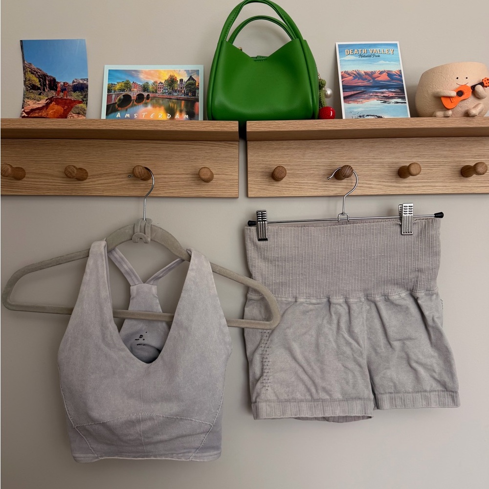 Ice Grey Good Karma Crop Tank and Short set